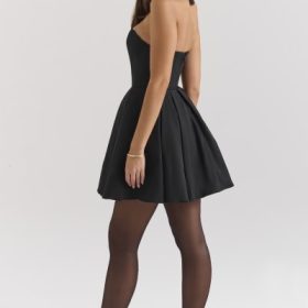 Emmanuela Black Strapless Detachable Bow Mini Dress - Image 11
