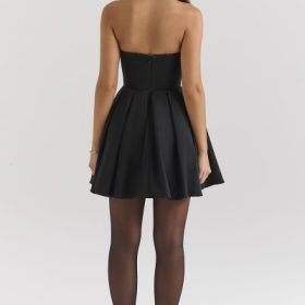 Emmanuela Black Strapless Detachable Bow Mini Dress - Image 12