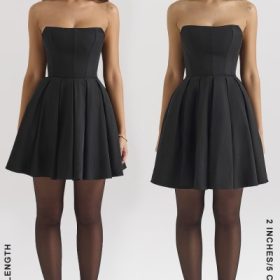 Emmanuela Black Strapless Detachable Bow Mini Dress - Image 13