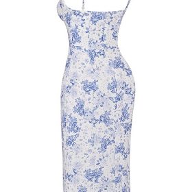 Charlotte Blue Print Corset Midi Dress - Image 3