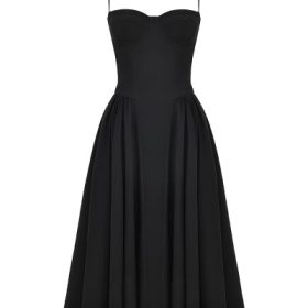 Samaria Black Corset Midi Dress - Image 2