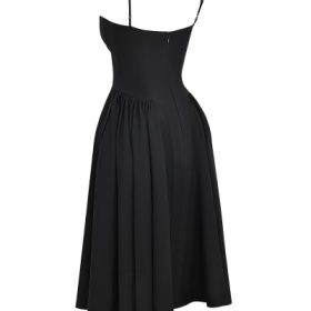Samaria Black Corset Midi Dress - Image 3