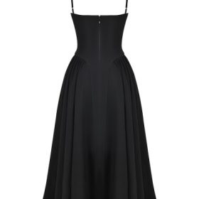 Samaria Black Corset Midi Dress - Image 4