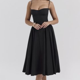 Samaria Black Corset Midi Dress - Image 6