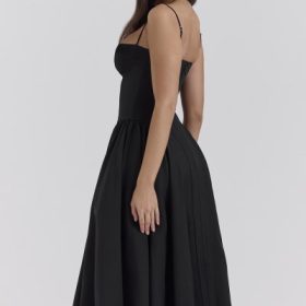 Samaria Black Corset Midi Dress - Image 9