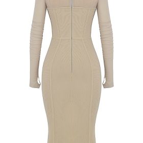 Beatrice Beige Corset Midi Dress - Image 4