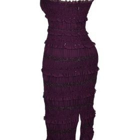 Solana Grape Sequin Pleat Corset Dress - Image 3