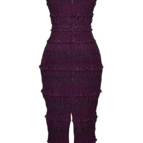 Solana Grape Sequin Pleat Corset Dress - Image 4