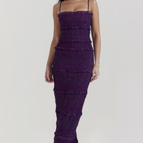 Solana Grape Sequin Pleat Corset Dress - Image 7