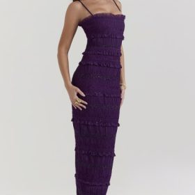 Solana Grape Sequin Pleat Corset Dress - Image 9