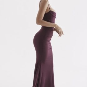 Milena Dark Cherry Corset Maxi Dress - Image 12