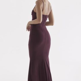 Milena Dark Cherry Corset Maxi Dress - Image 13