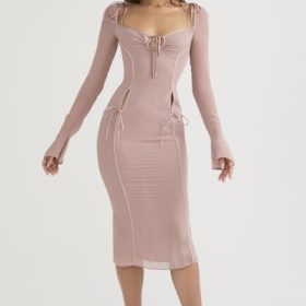 Ophelia Blush Cutout Midi Dress - Image 8