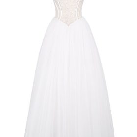 Nathalie White Floral Lace Tulle Bridal Gown - Image 2