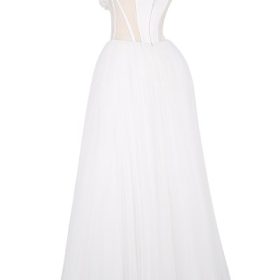 Nathalie White Floral Lace Tulle Bridal Gown - Image 3