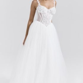 Nathalie White Floral Lace Tulle Bridal Gown - Image 6