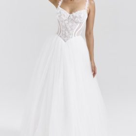 Nathalie White Floral Lace Tulle Bridal Gown - Image 7