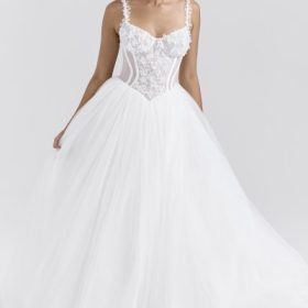 Nathalie White Floral Lace Tulle Bridal Gown - Image 8