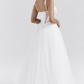 Nathalie White Floral Lace Tulle Bridal Gown - Image 10