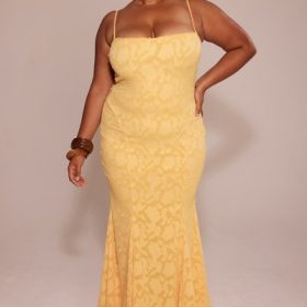 Joan Apricot Lace Up Back Maxi Dress
