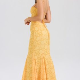 Joan Apricot Lace Up Back Maxi Dress - Image 5