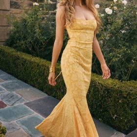 Joan Apricot Lace Up Back Maxi Dress - Image 6