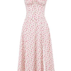 Carmen White Rosebud Print Cotton Bustier Sundress - Image 2