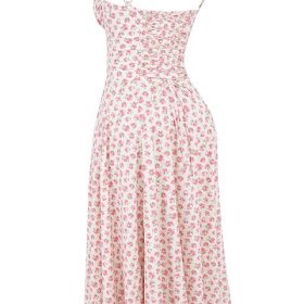 Carmen White Rosebud Print Cotton Bustier Sundress - Image 3