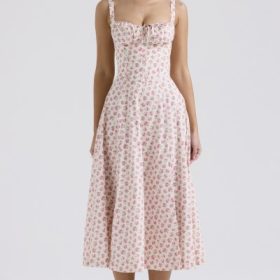 Carmen White Rosebud Print Cotton Bustier Sundress - Image 7