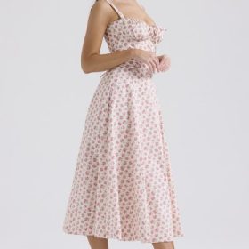 Carmen White Rosebud Print Cotton Bustier Sundress - Image 10