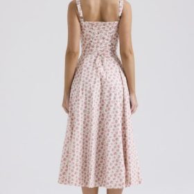 Carmen White Rosebud Print Cotton Bustier Sundress - Image 12