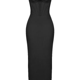 Charmaine Black Corset Maxi Dress - Image 2