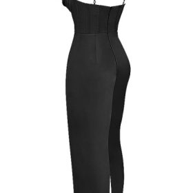 Charmaine Black Corset Maxi Dress - Image 3