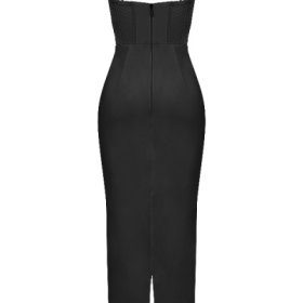 Charmaine Black Corset Maxi Dress - Image 4