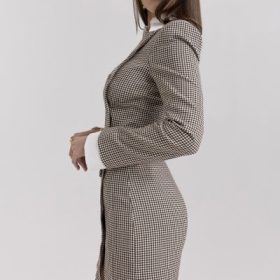 Leoni Brown Puppytooth Check Bodycon Mini Dress - Image 10