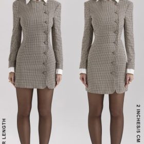 Leoni Brown Puppytooth Check Bodycon Mini Dress - Image 13