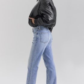 Sante Black Vegan Leather Bomber Jacket - Image 2