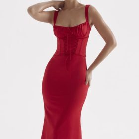Valencia Red Rose Corset Dress - Image 5