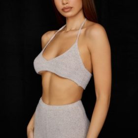 Jolene Oatmeal Ribbed Knit Bralette - Image 8
