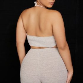 Jolene Oatmeal Ribbed Knit Bralette - Image 11