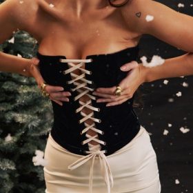 Jaina Black & Vintage Cream Strapless Corset Dress