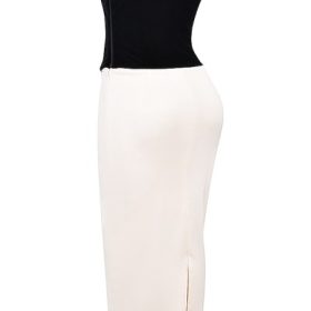 Jaina Black & Vintage Cream Strapless Corset Dress - Image 3