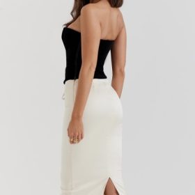 Jaina Black & Vintage Cream Strapless Corset Dress - Image 12
