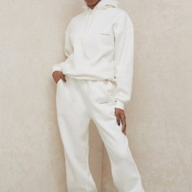 Sky Off White Fleece Back Jogging Trousers - Image 5