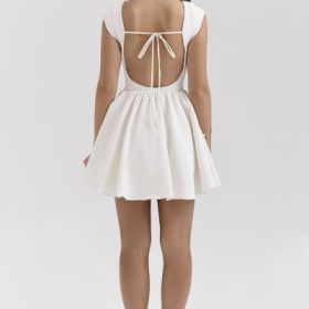 Enchant White Open Back Mini Dress