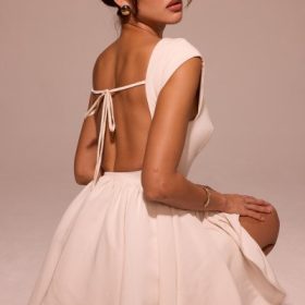 Enchant White Open Back Mini Dress - Image 4