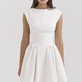 Enchant White Open Back Mini Dress - Image 5