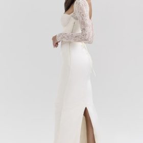 Perdi Vintage Ivory Satin Maxi Dress