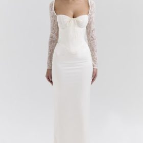 Perdi Vintage Ivory Satin Maxi Dress - Image 5