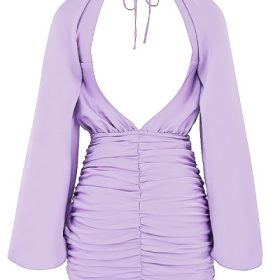 Kate Orchid Satin Wrap Front Mini Dress - Image 4